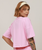 Cropped Camila Over Size - Rosa Microperfurado