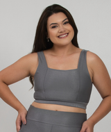 Top Amanda Plus Size - Cinza Claro Canelado