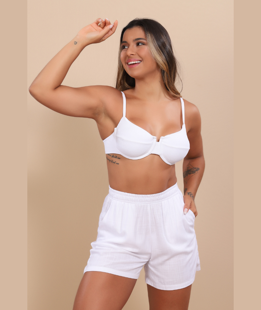 Short Clara - Branco – Brilho do Sol